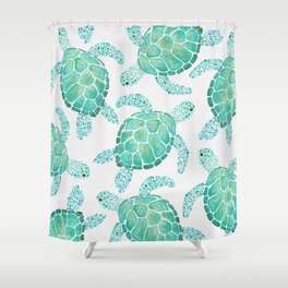 Sea Turtle Pattern - Blue Shower Curtain