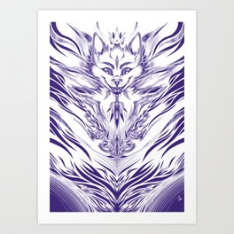 bersek Art Print | Painting, Fox, Demon, Burning, Digital, Monochrome, Berserk, Purple 