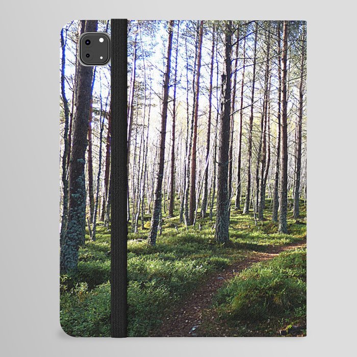 Sunlight Through a Scottish Birch and Pine Forest in Afterglow iPad Folio Case