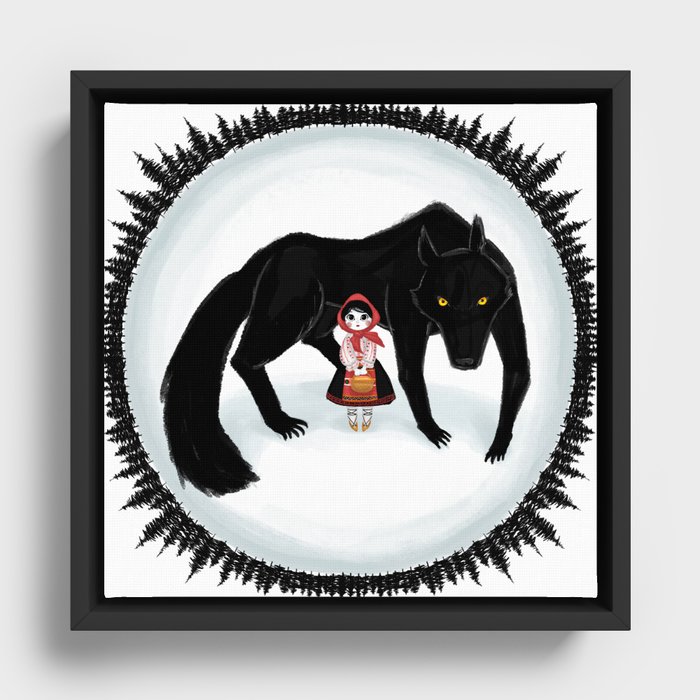 Little Red Riding Hood and the Big Bad Wolf Framed Canvas