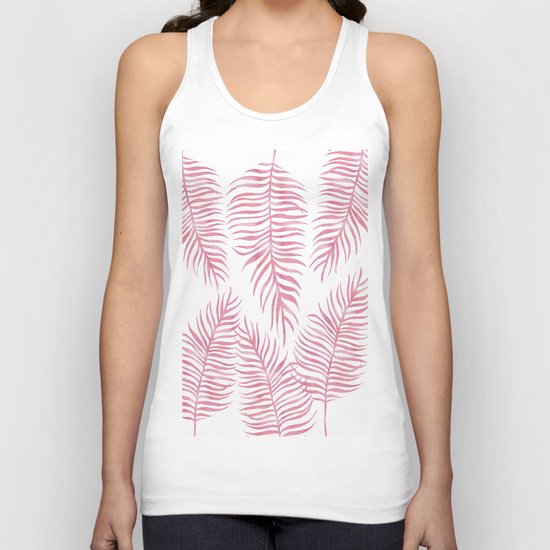 Fern Pattern Pink Unisex Tank Top