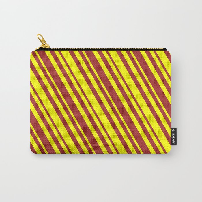 Yellow & Brown Colored Lined Pattern Carry-All Pouch
