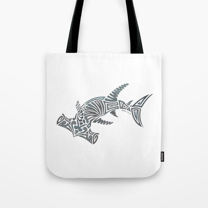 Tribal Hammerhead Shark Tote Bag by artsytoocreations