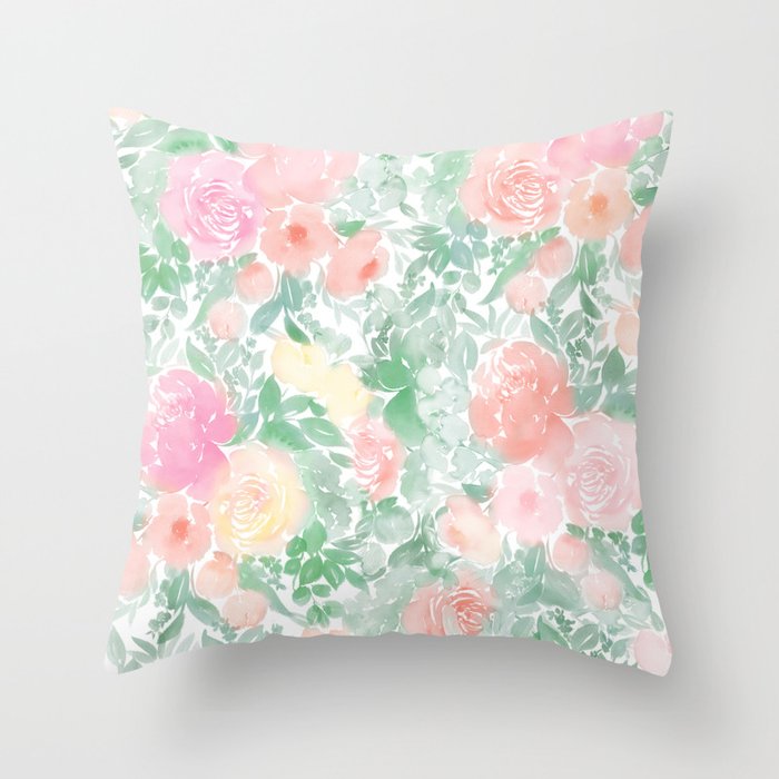 Springy Florals Throw Pillow