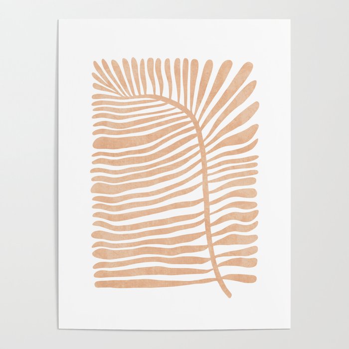 Neutral abstract leaf illustration Poster