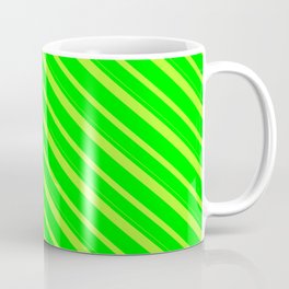 [ Thumbnail: Lime and Light Green Colored Lines/Stripes Pattern Coffee Mug ]