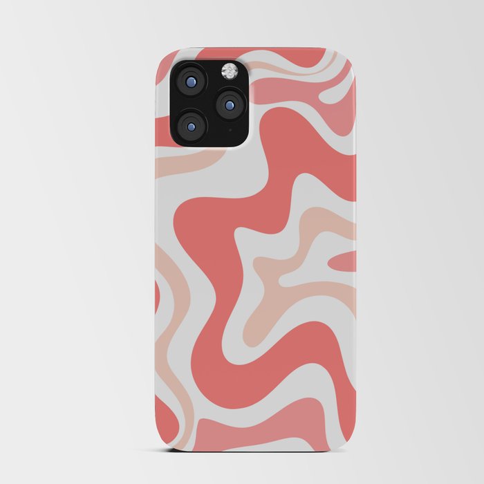 Liquid Swirl Retro Abstract Pattern in Blush Pink and White iPhone Card Case