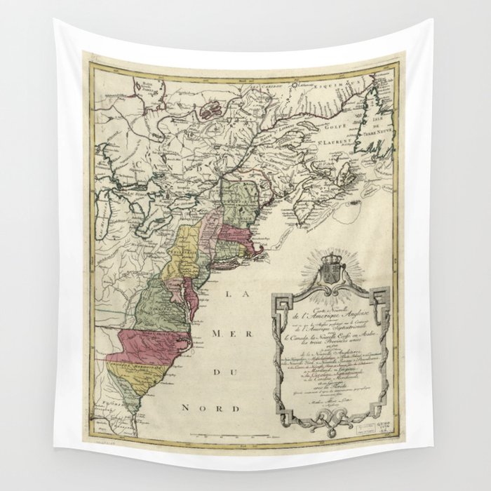 Colonial America Map by Matthaus Lotter (1776) Wall Tapestry