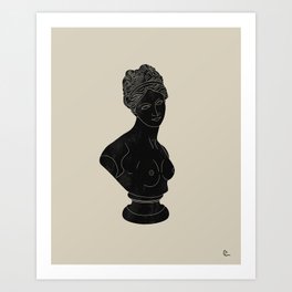 Venus Art Print | Goddess, Inking, Greek, Lino, Statue, Vintage, Black, Venus, Blockprinting, Ink 