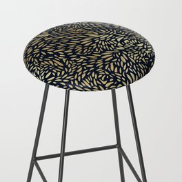 Leafy Flower Art Pattern in Navy and Gold Bar Stool