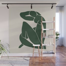 Matisse Abstract Nude II, Forest Green, Mid Century Art Decor Wall Mural
