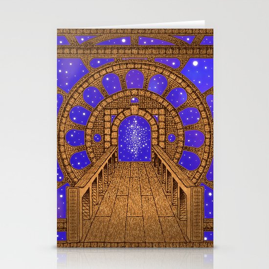 orvio illuminated space mandala Stationery Cards