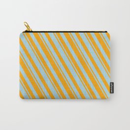 [ Thumbnail: Orange & Light Blue Colored Lines Pattern Carry-All Pouch ]