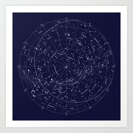 Constellation Map Indigo Art Print
