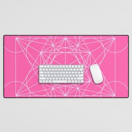 Metatron's Cube Pink & White Desk Mat