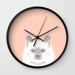 Roxie - White Birman Cat, Cute Kitten, White Cat Blue Eyes, Cell Phone Case, Cat Lady Gift Wall Clock