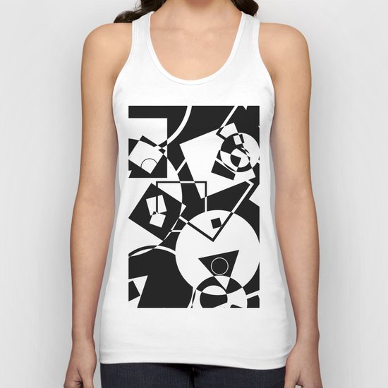 Simply Black And white - Abstract, geometric, retro, black and white random pattern Unisex Tank Top