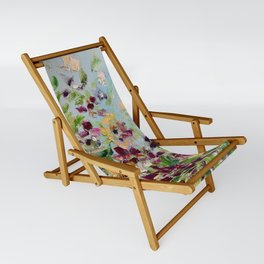 Bright flower meadow butterflies. Summer field landscape rich colors. Sling Chair