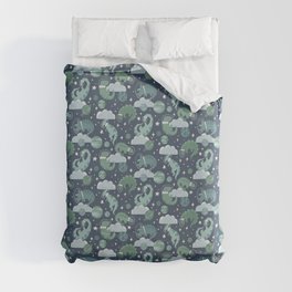 Dinosaurs Dreaming in Space Duvet Cover