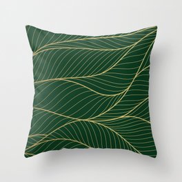Green emerald with gold lines Throw Pillow