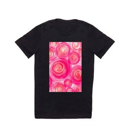 Pink Red Garden Rose Watercolor Acrylic Collage Pattern Design Painting T Shirt | Abstract, Floral, Rosedesign, Acrylic, Rosepattern, Roseart, Botanical, Rosepainting, Pattern, Roses 