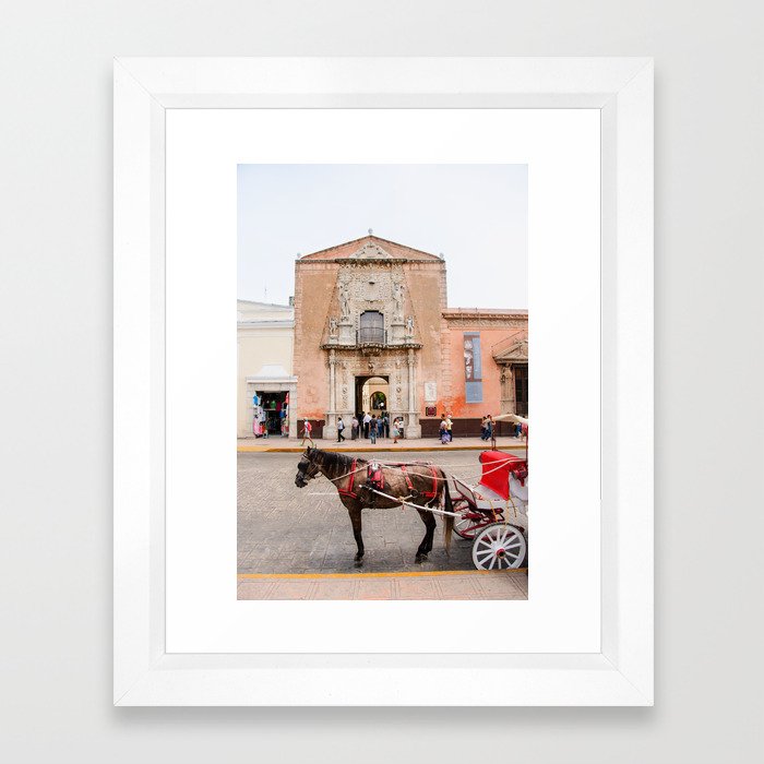 Horse Carriage in Downtown Merida, Mexico Framed Art Print