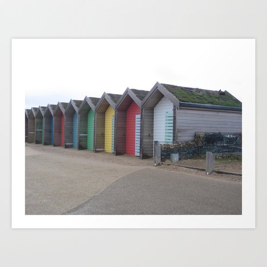 Beach Shacks, Yorkshire, United Kingdom Art Print