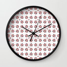 Symmetric patterns 171 red and dark Wall Clock