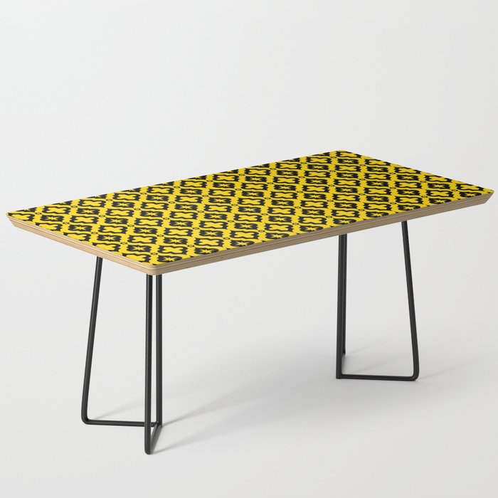 Yellow and Black Ornamental Arabic Pattern Coffee Table