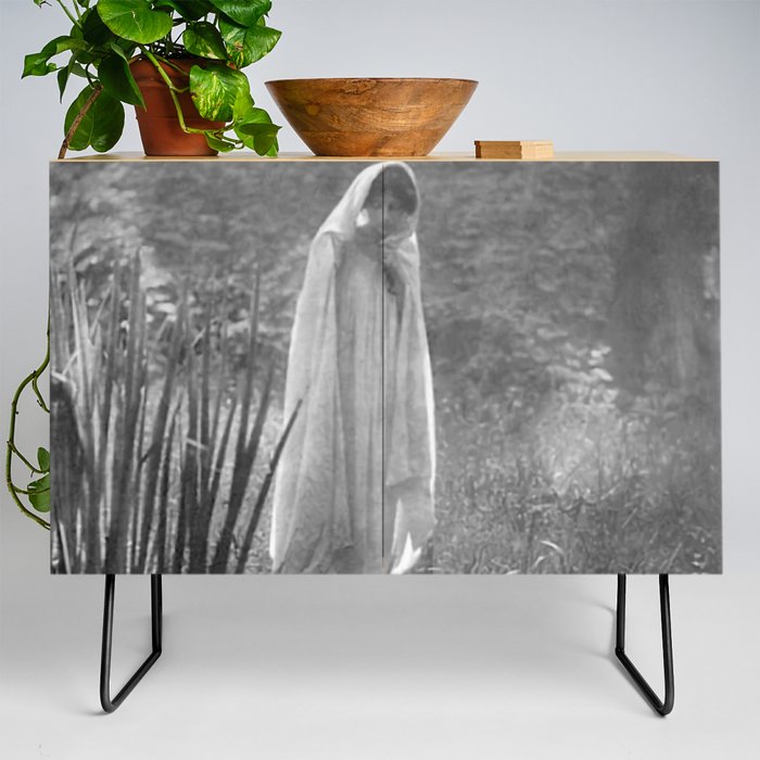 The Appartion (at the lily pond) black and white art photograph by Constant Puyo Credenza