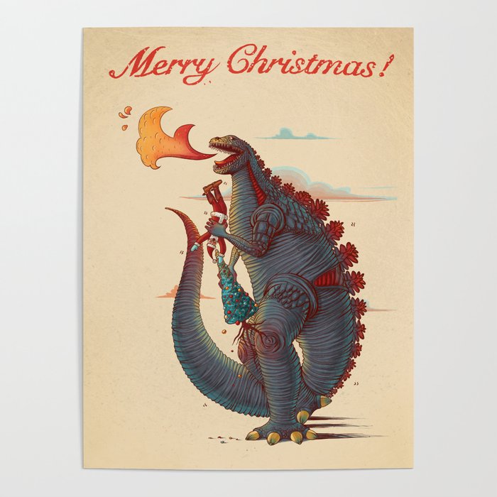 Godzilla and Christmas Poster