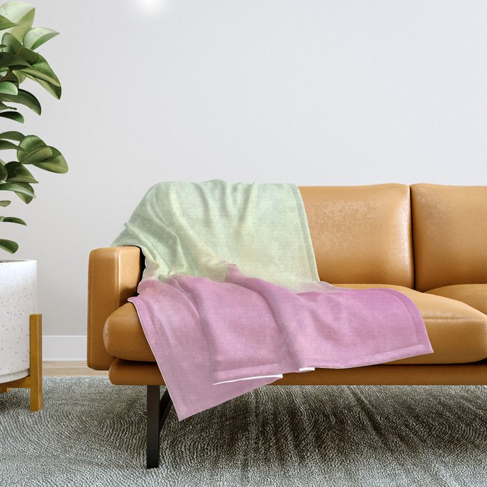 Modern Pastel Pink Lavender Green Watercolor Brushstrokes Ombre Throw Blanket
