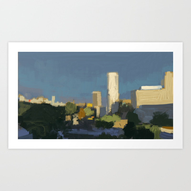 Cityscape Urban Panoramic Digital Painting Art Print By