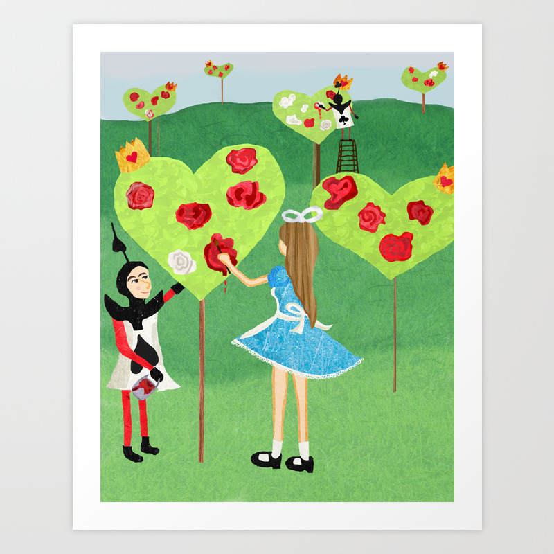 Alice In Wonderland Painting The Roses Red Art Print By