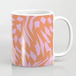 Distorted groovy checks pattern - orange pink jelly Mug