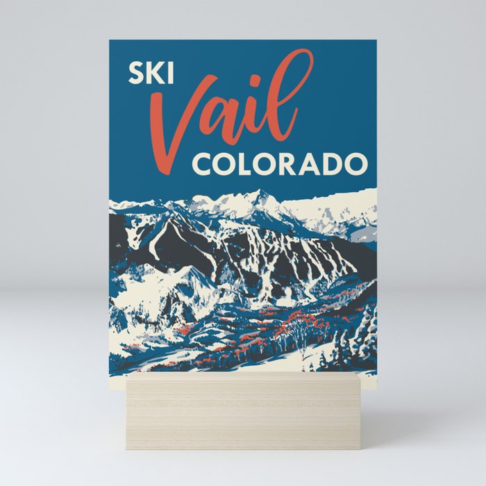 Vintage Vail Ski Poster Blue Mini Art Print