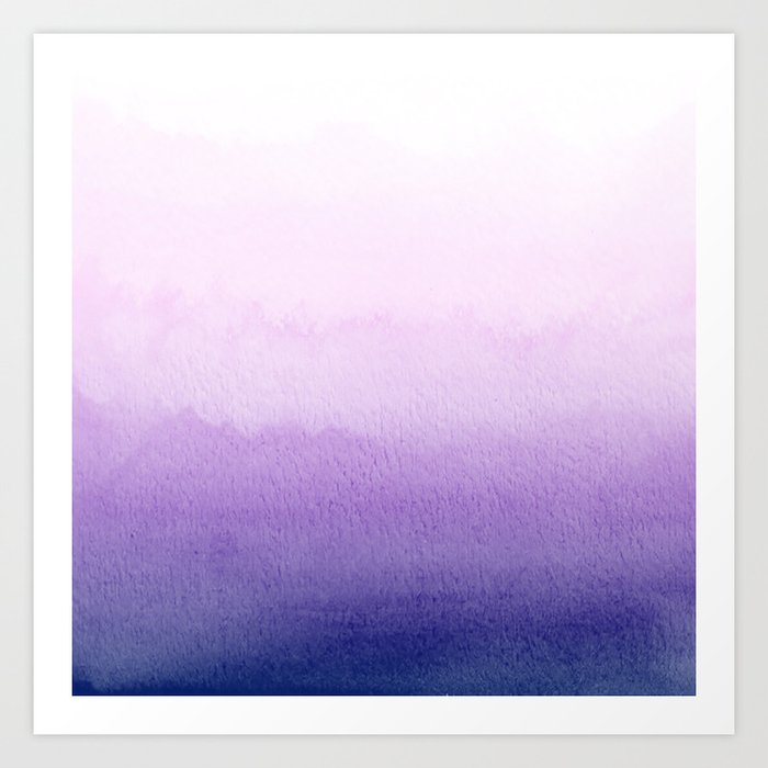 Scandinavian Watercolor Purple Gradient  Art Print