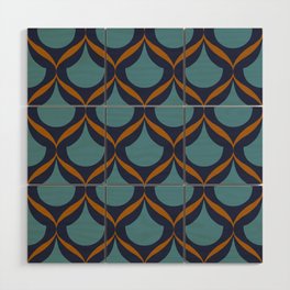 Moroccan Ogee Pattern 2.1 Blue Teal Orange Ribbon Wood Wall Art