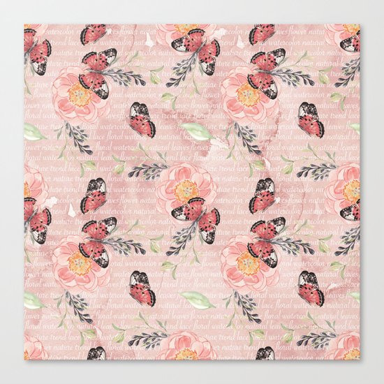 Flowers & butterflies #1 Canvas Print