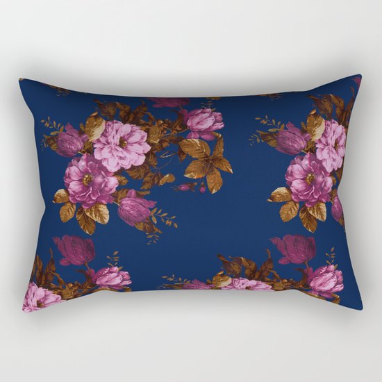 Dark Floral Rectangular Pillow