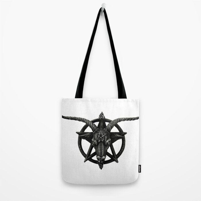 Baphomet Satanic Church Goat Head Tote Bag by Guy Blank Society6