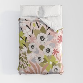 Maximalist Boho Floral Pattern 2. Olive & Blush Comforter