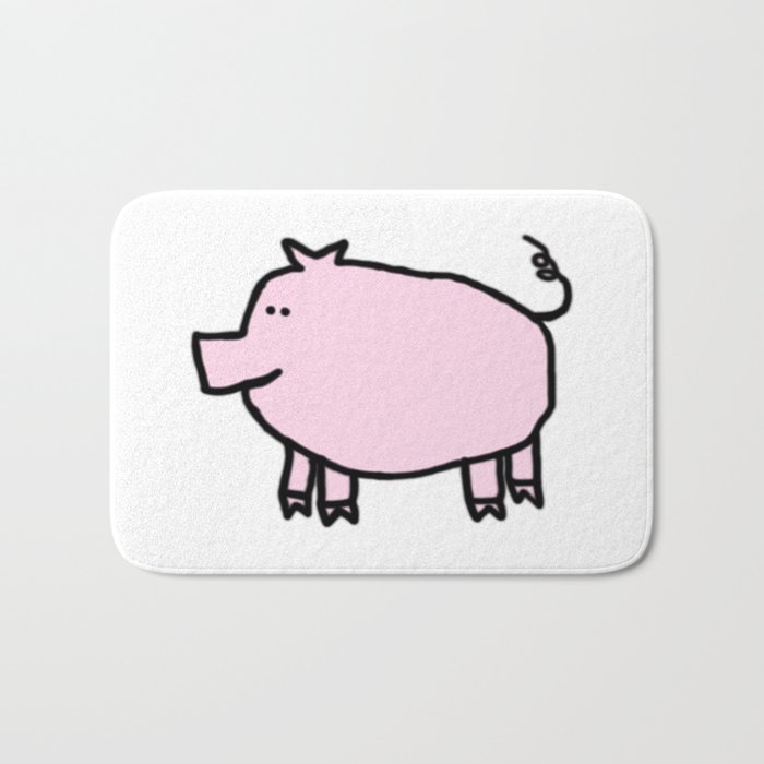 Cute Pale Pink Pig Bath Mat