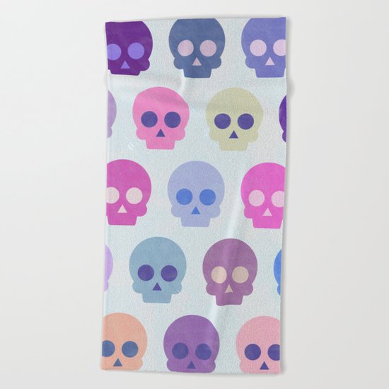 Colorful Skull Cute Pattern III Beach Towel