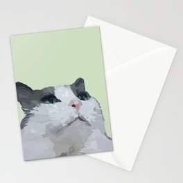 Existential cat - abstract green Stationery Cards