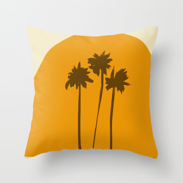 Sunset palm beach Throw Pillow