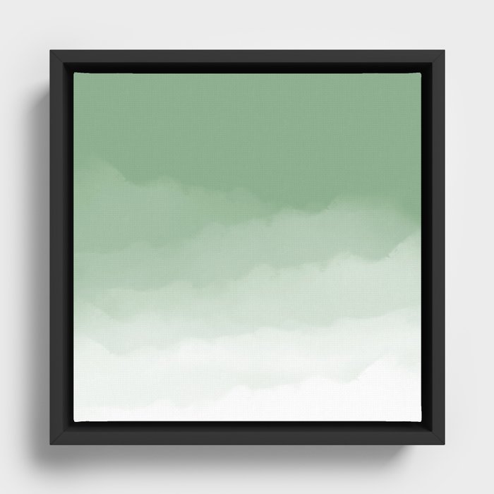 Pale Sage Green Watercolor Ombre (pale sage green/white) Framed Canvas
