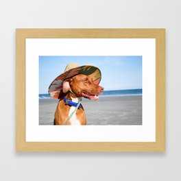 Vizlsa Dog in a Hat Framed Art Print
