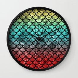 Gold/Blue/Red Dragon Scales Wall Clock