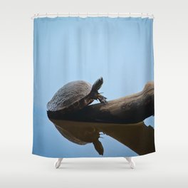 Turtle on The Lake (Color) Shower Curtain